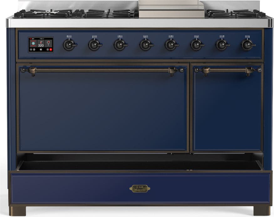 Ilve UM48FQNR3MBB Midnight Blue With Burnished Trim, Natural Gas
