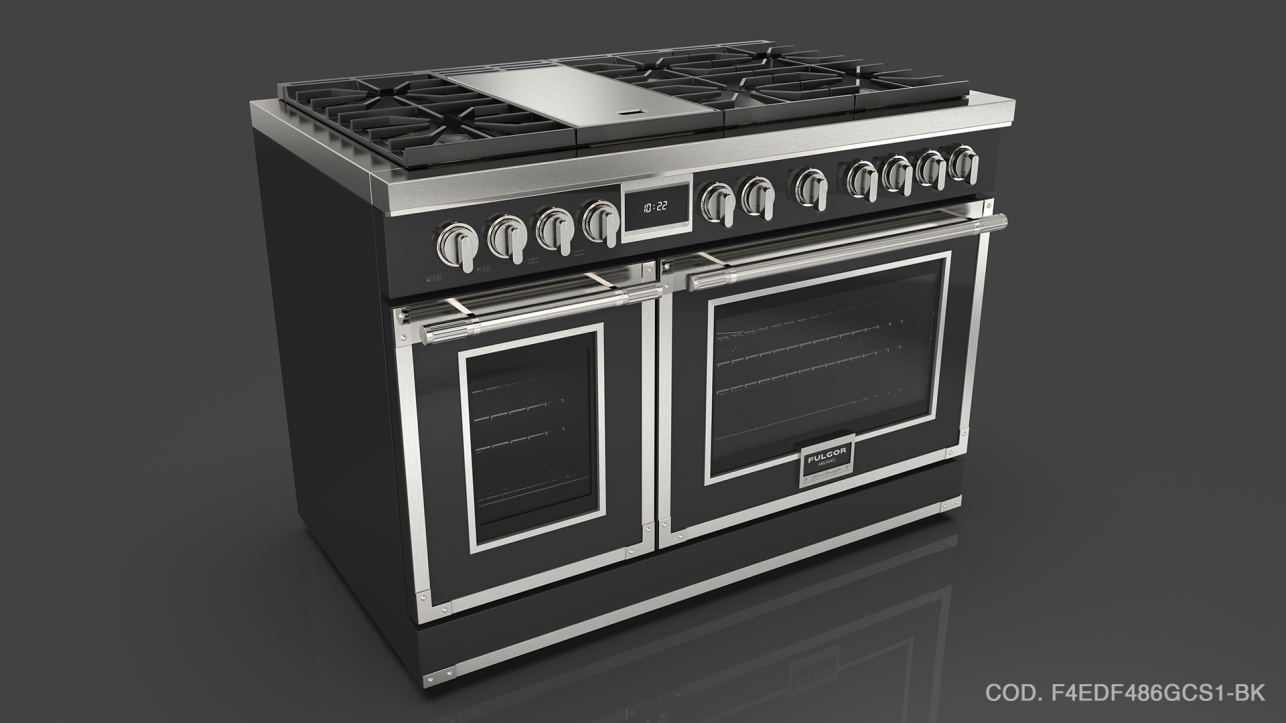 Fulgor Milano F4EDF486GCS1BK Glossy Black With Brushed Chrome Trim