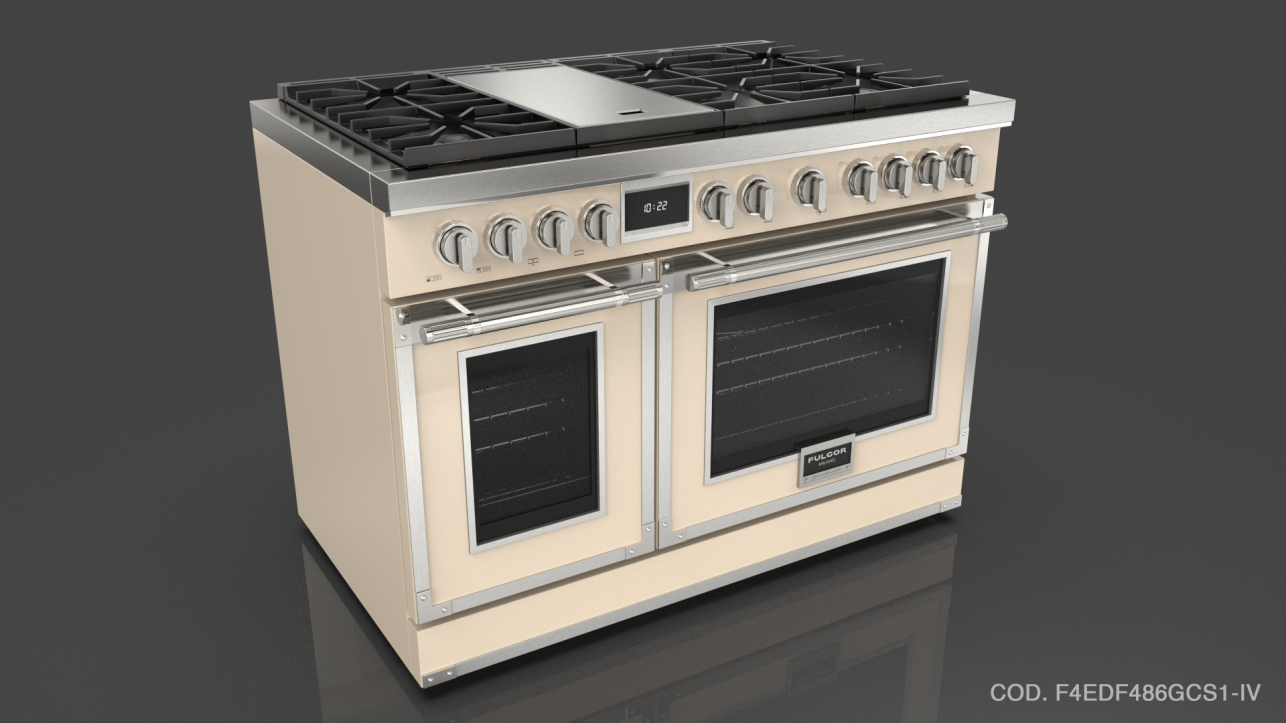 Fulgor Milano F4EDF486GCS1BK Glossy Black With Brushed Chrome Trim