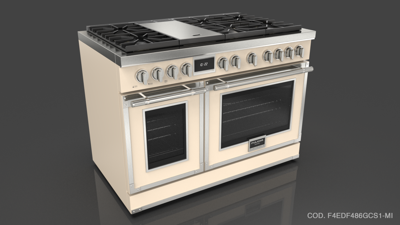 Fulgor Milano F4EDF486GCS1BK Glossy Black With Brushed Chrome Trim