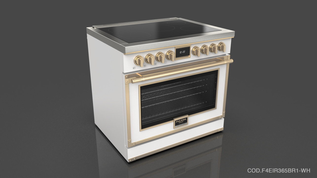 Fulgor Milano F4EIR365BR1BK Glossy Black With Brushed Brass Trim