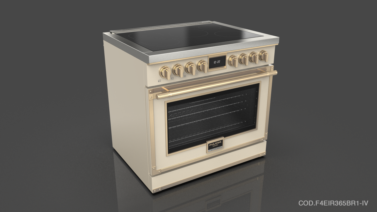 Fulgor Milano F4EIR365BR1BK Glossy Black With Brushed Brass Trim