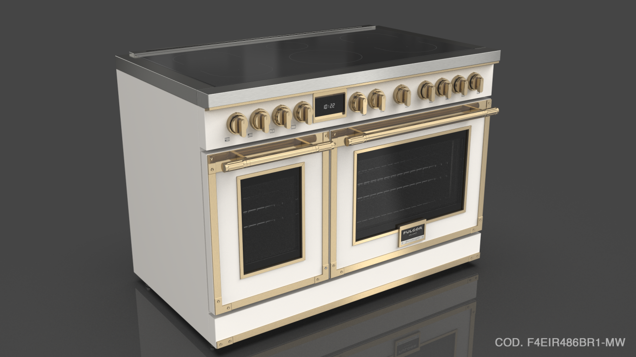 Fulgor Milano F4EIR486BR1WH White With Brushed Brass Trim