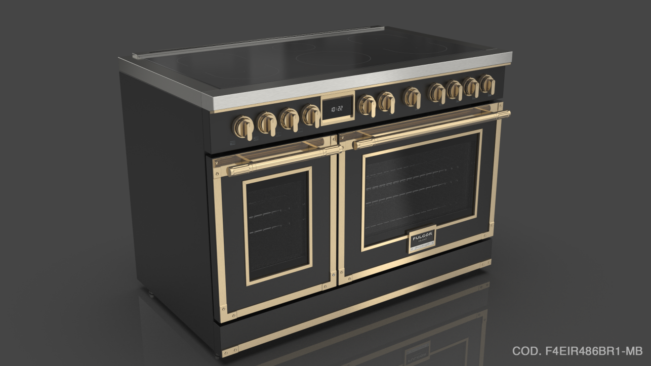 Fulgor Milano F4EIR486BR1WH White With Brushed Brass Trim