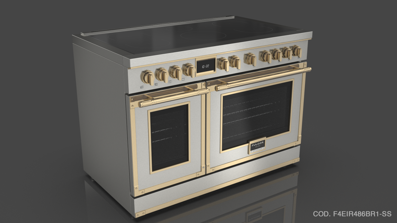 Fulgor Milano F4EIR486BR1WH White With Brushed Brass Trim