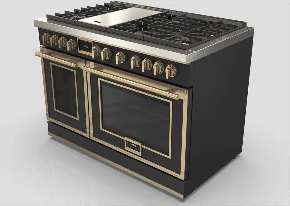 Fulgor Milano F4EDF486GBR1MB Matte Black With Brushed Brass Trim