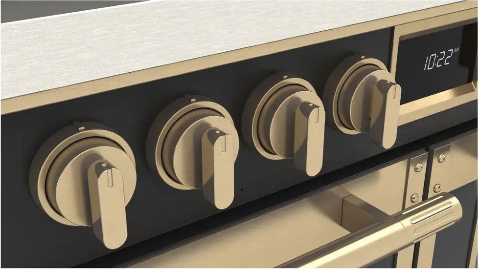 Fulgor Milano F4EDF486GBR1MB Matte Black With Brushed Brass Trim