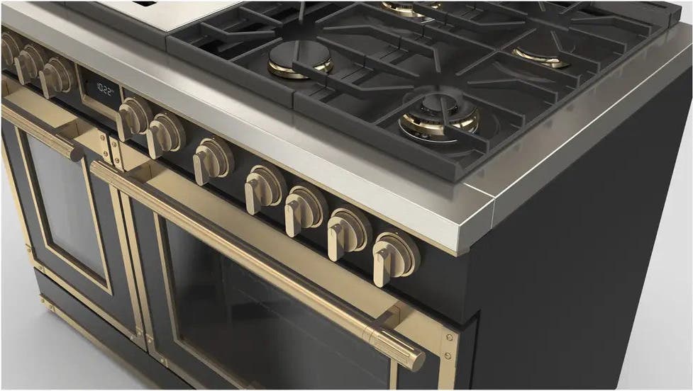 Fulgor Milano F4EDF486GBR1MB Matte Black With Brushed Brass Trim