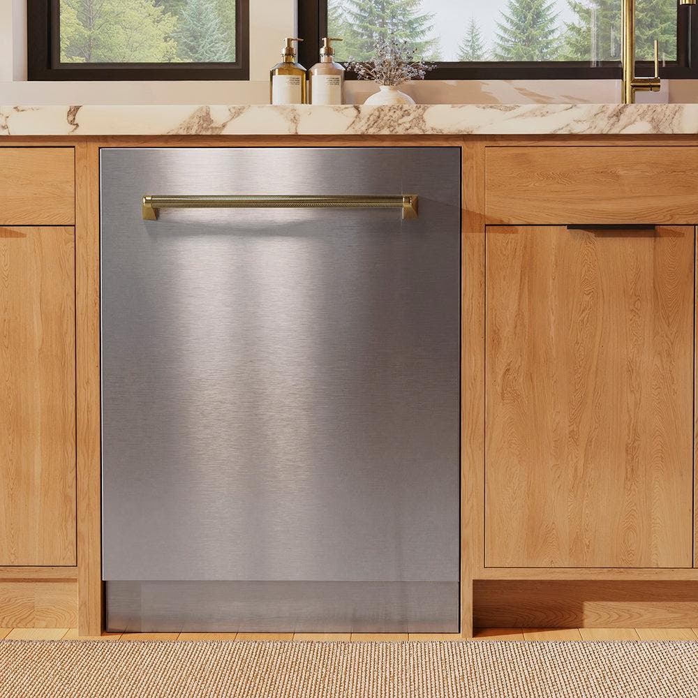 Zline DWMTZ30424KG Stainless Steel With Polished Gold Helix Handle