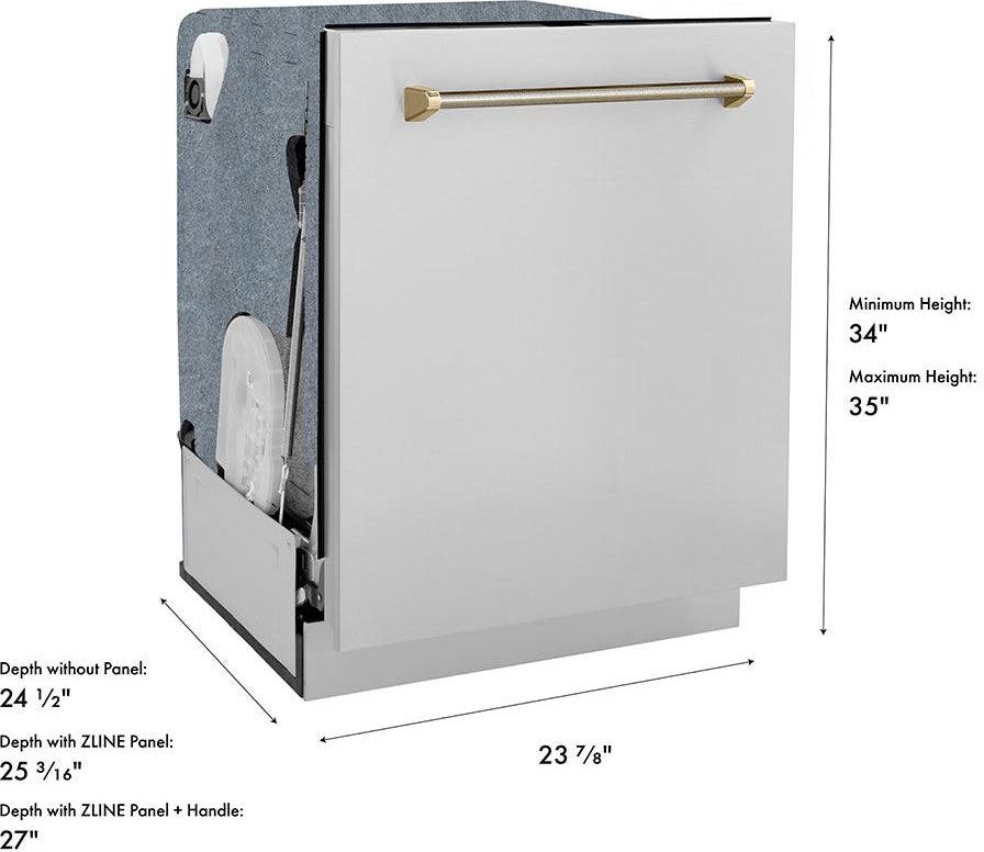 Zline DWMTZ30424KG Stainless Steel With Polished Gold Helix Handle