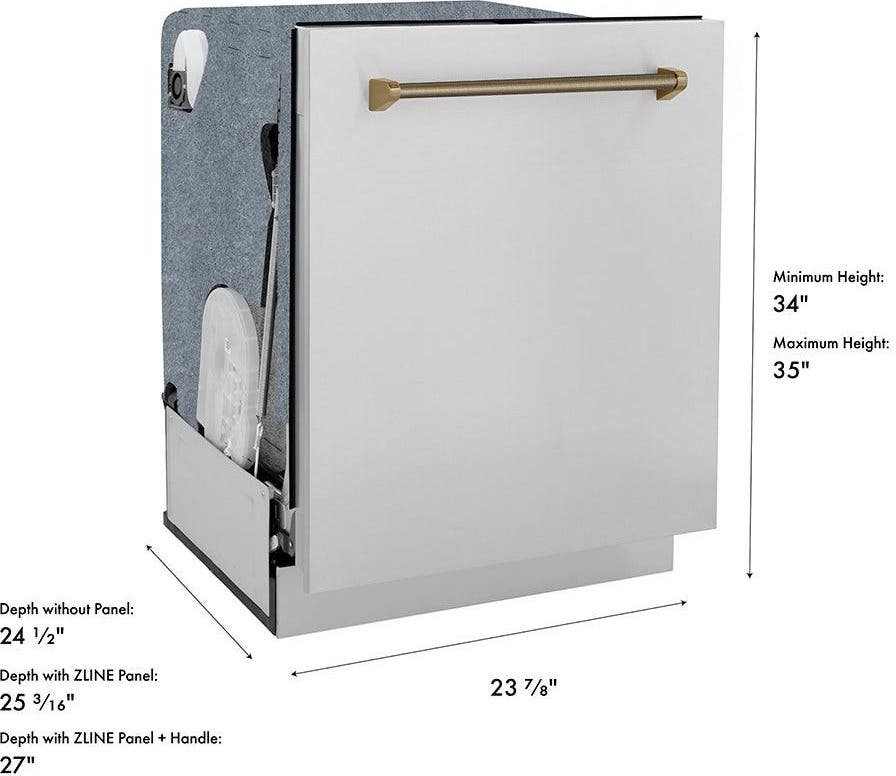 Zline DWMTZ30424KCB Stainless Steel With Champagne Bronze Helix Handle