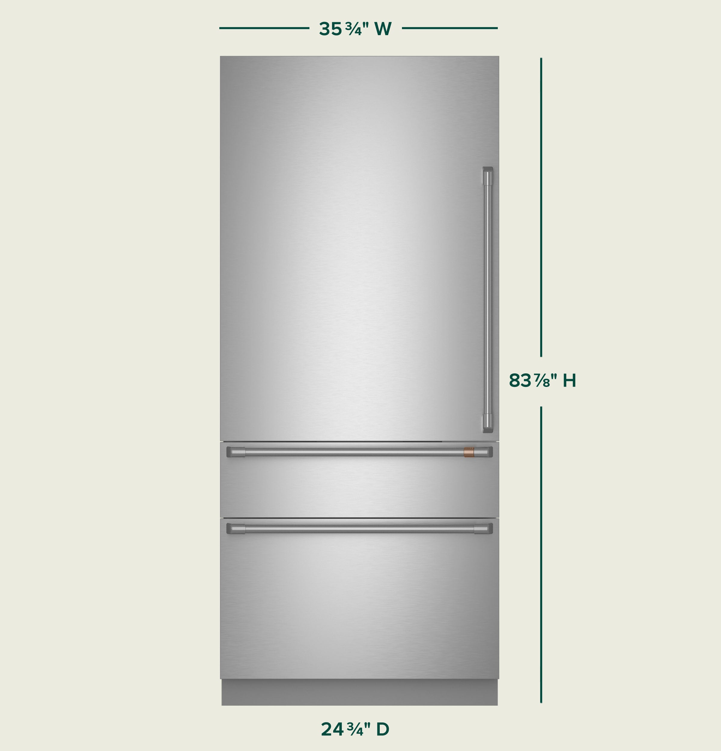 栄華 Cafe CIC36LK6ZII 36 Inch Built-In Bottom Freezer Refrigerator
