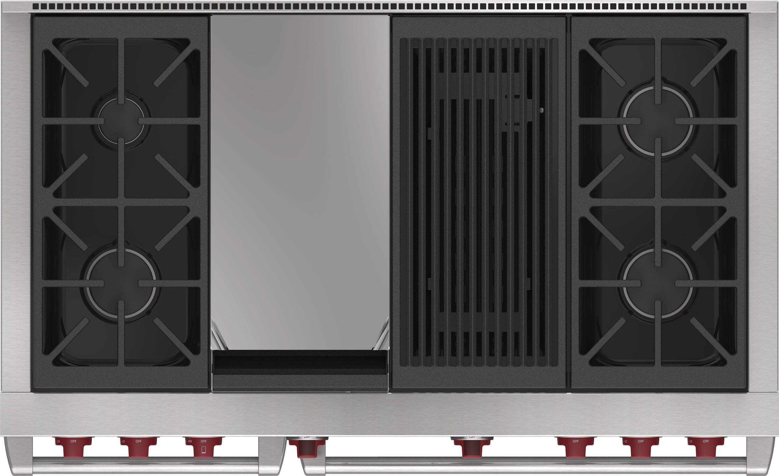 Wolf DF48450CGBKP 48 Inch Freestanding Dual Fuel Range Black