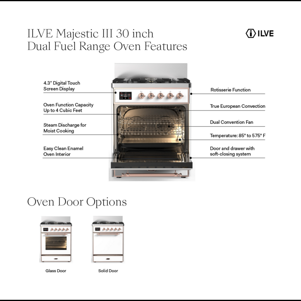 Ilve UM30NR3AWB Antique White, Burnished