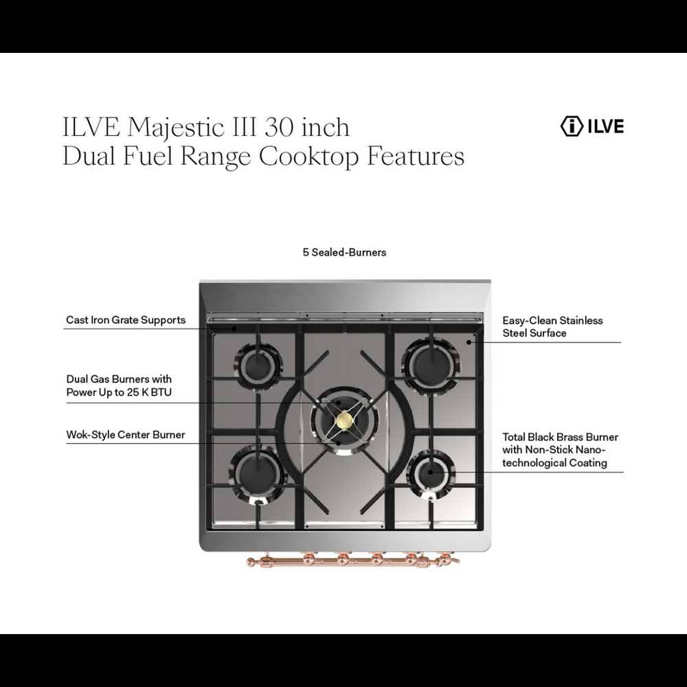 Ilve UM30NR3AWB Antique White, Burnished