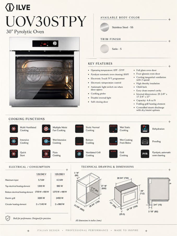 Ilve UOV30STPYSSS Stainless Steel