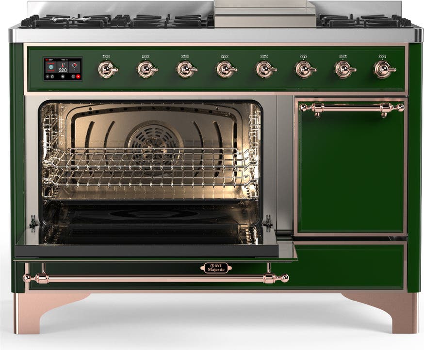 Ilve UM48FQNR3EGP Emerald Green With Copper Trim, Natural Gas