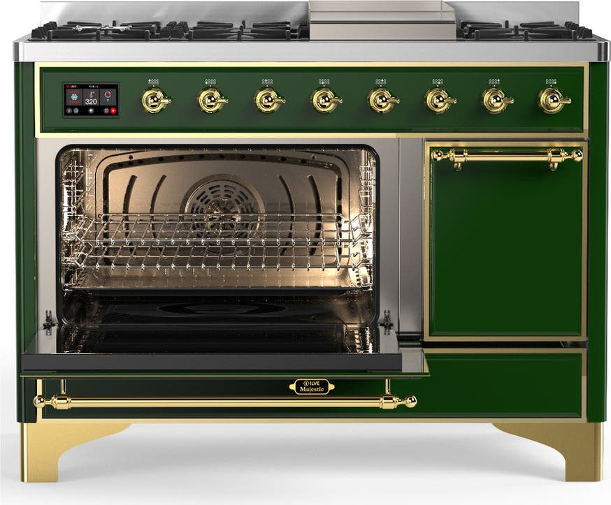 Ilve UM48FQNR3EGG Emerald Green With Brass Trim, Natural Gas