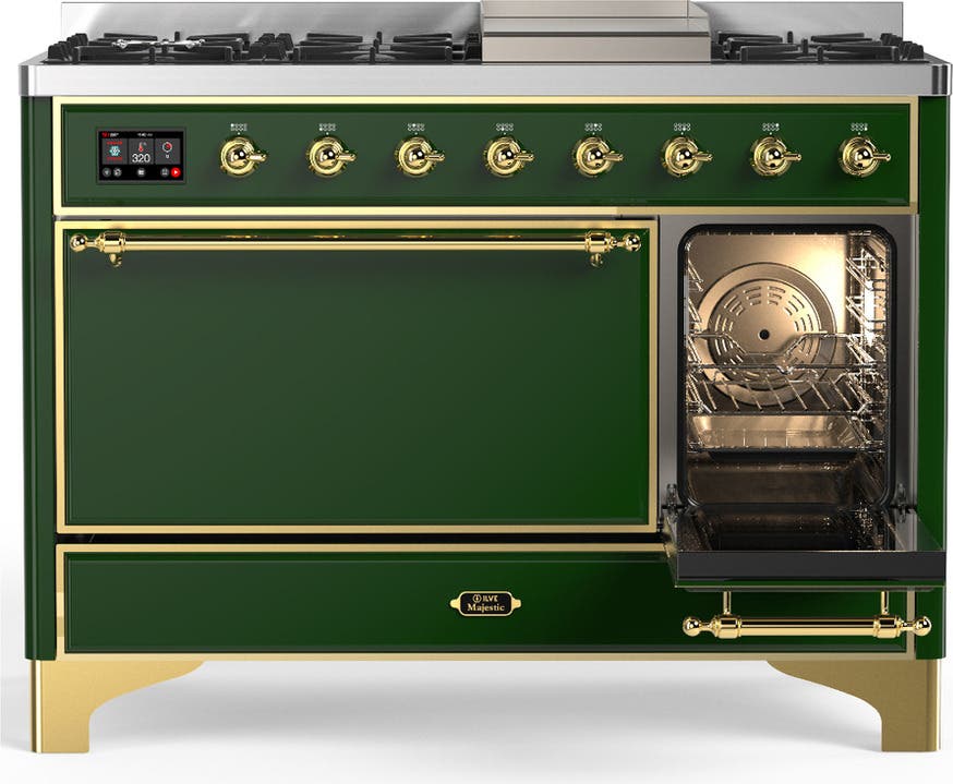 Ilve UM48FQNR3EGG Emerald Green With Brass Trim, Natural Gas