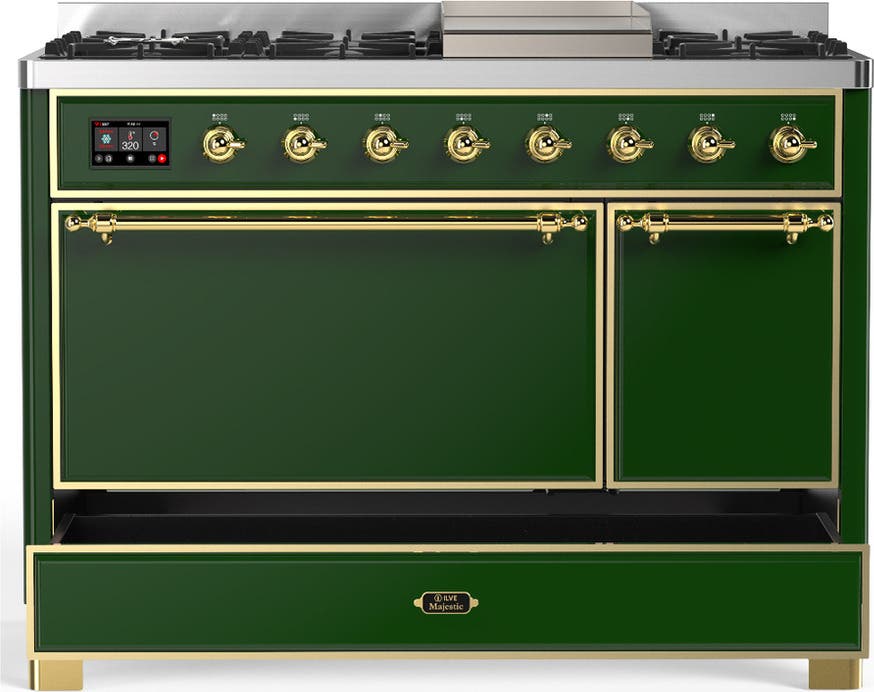 Ilve UM48FQNR3EGG Emerald Green With Brass Trim, Natural Gas