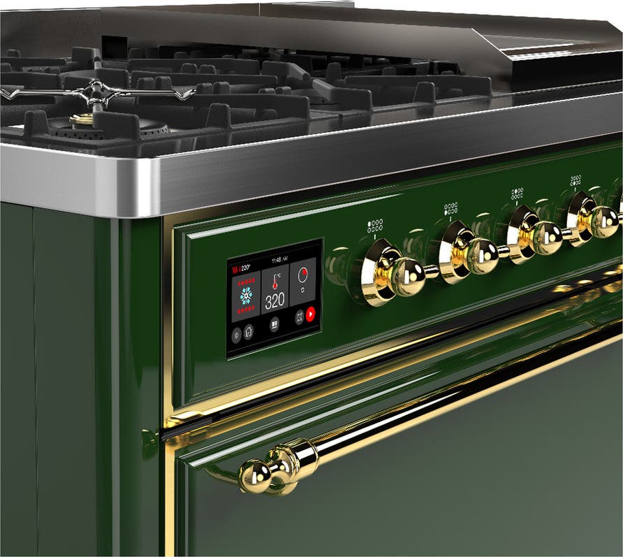 Ilve UM48FQNR3EGG Emerald Green With Brass Trim, Natural Gas
