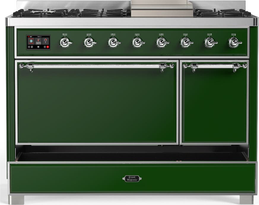 Ilve UM48FQNR3EGCLP Emerald Green With Chrome Trim, Liquid Propane