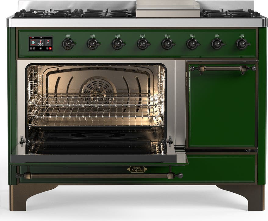 Ilve UM48FQNR3EGBLP Emerald Green With Burnished Trim, Liquid Propane