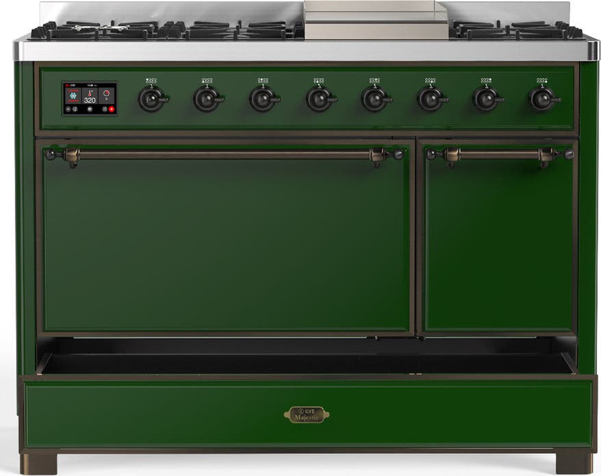 Ilve UM48FQNR3EGBLP Emerald Green With Burnished Trim, Liquid Propane