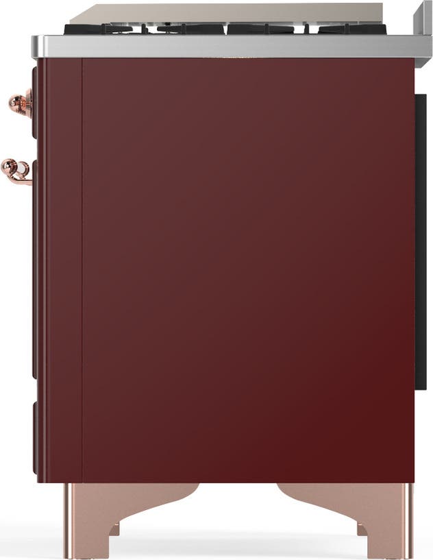 Ilve UM48FQNR3BUPLP Burgundy With Copper Trim, Liquid Propane