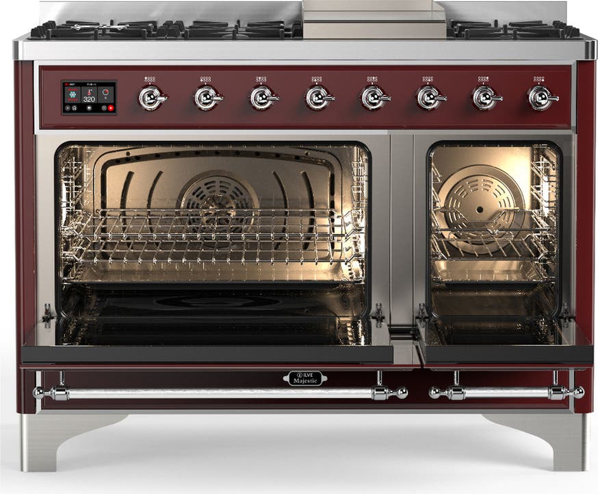 Ilve UM48FQNR3BUC Burgundy With Chrome Trim, Natural Gas