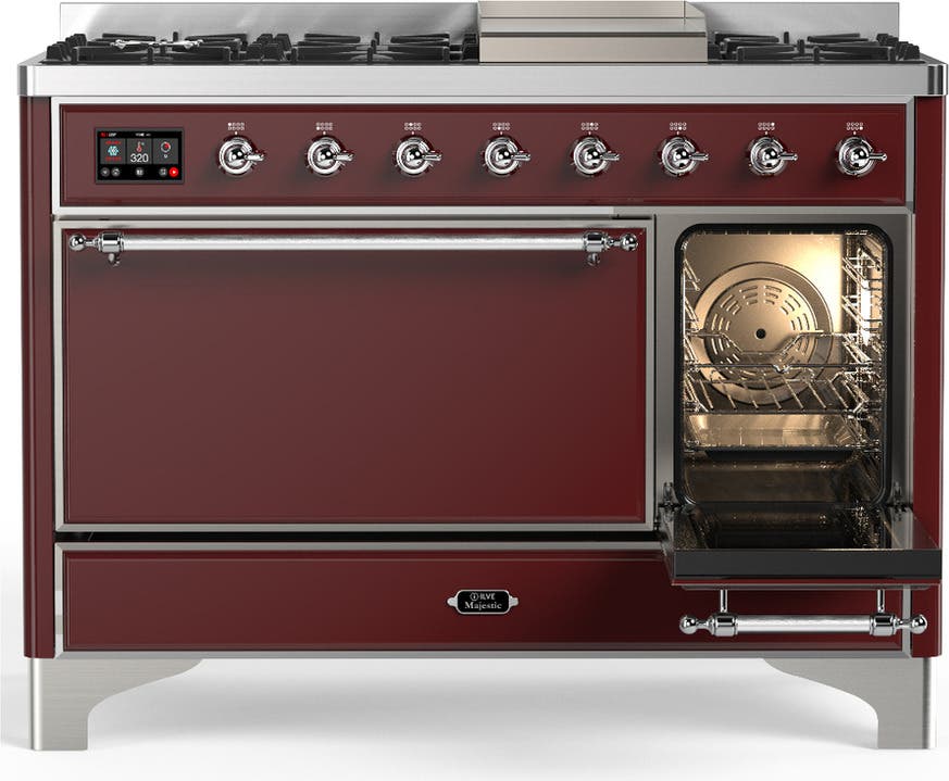Ilve UM48FQNR3BUC Burgundy With Chrome Trim, Natural Gas