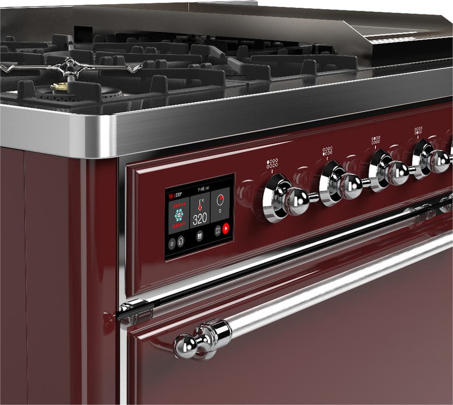 Ilve UM48FQNR3BUC Burgundy With Chrome Trim, Natural Gas