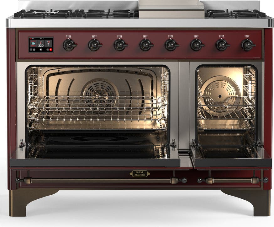 Ilve UM48FQNR3BUBLP Burgundy With Burnished Trim, Liquid Propane