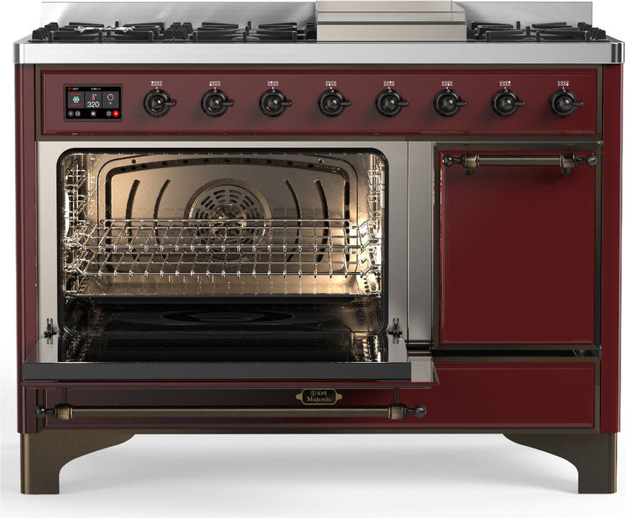Ilve UM48FQNR3BUBLP Burgundy With Burnished Trim, Liquid Propane