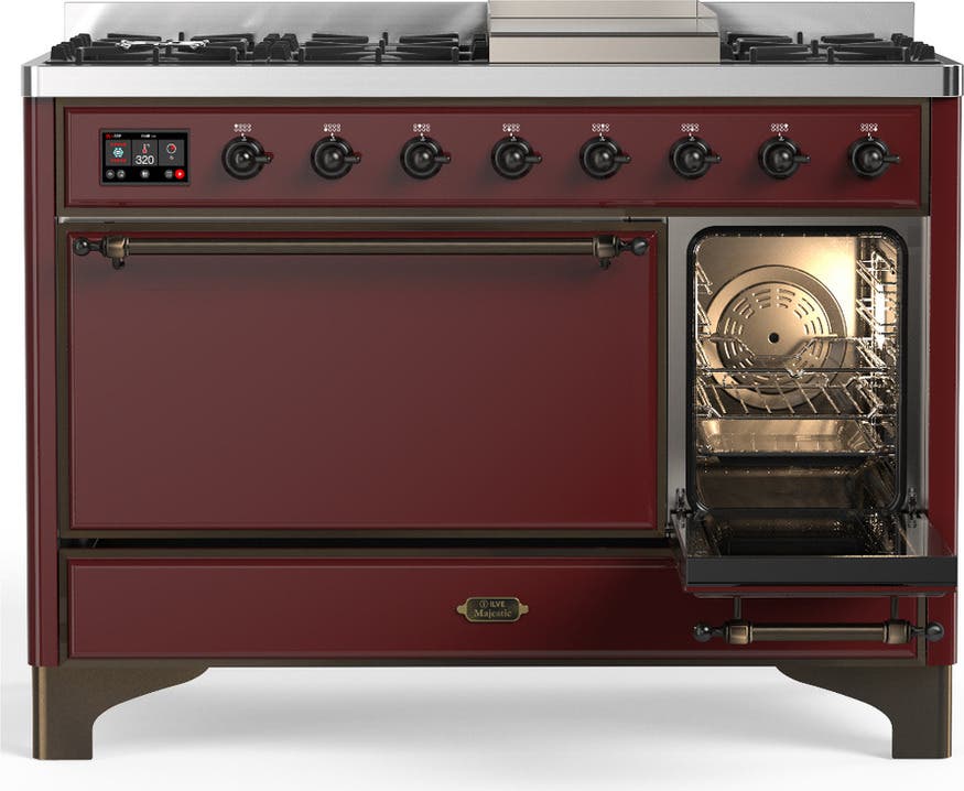 Ilve UM48FQNR3BUBLP Burgundy With Burnished Trim, Liquid Propane