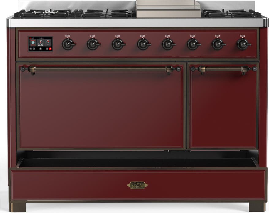 Ilve UM48FQNR3BUBLP Burgundy With Burnished Trim, Liquid Propane