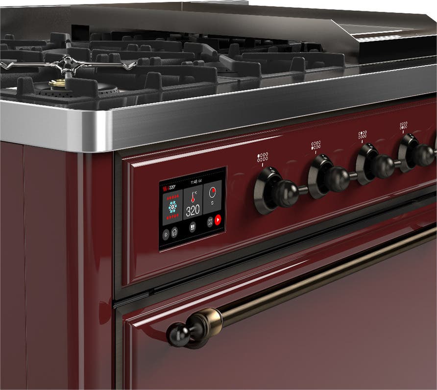 Ilve UM48FQNR3BUBLP Burgundy With Burnished Trim, Liquid Propane