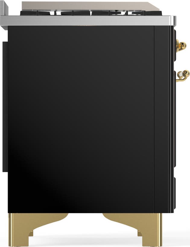 Ilve UM48FQNR3BKGLP Glossy Black With Brass Trim, Liquid Propane