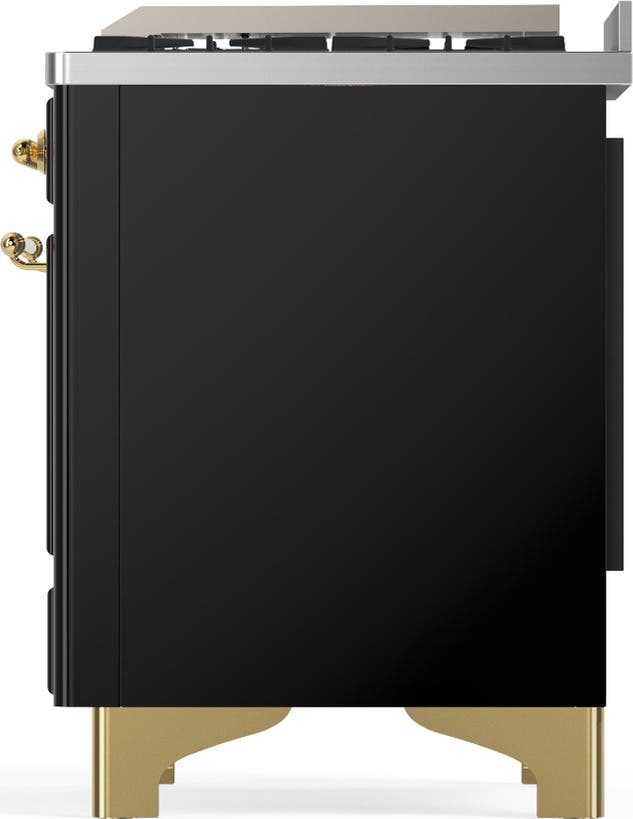 Ilve UM48FQNR3BKG Glossy Black With Brass Trim, Natural Gas