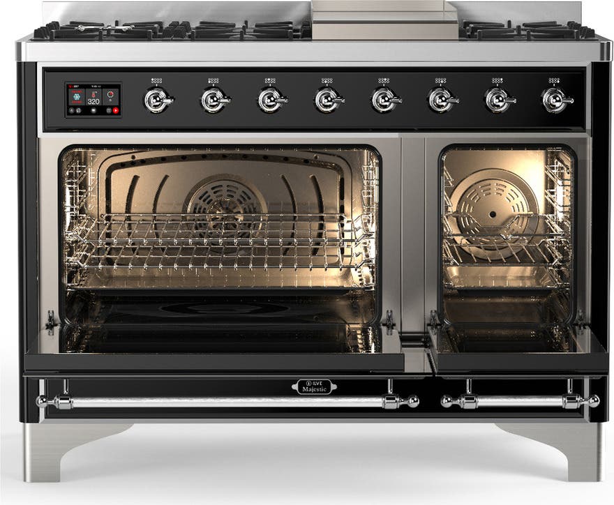Ilve UM48FQNR3BKCLP Glossy Black With Chrome Trim, Liquid Propane
