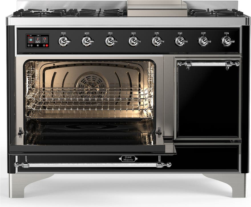 Ilve UM48FQNR3BKCLP Glossy Black With Chrome Trim, Liquid Propane