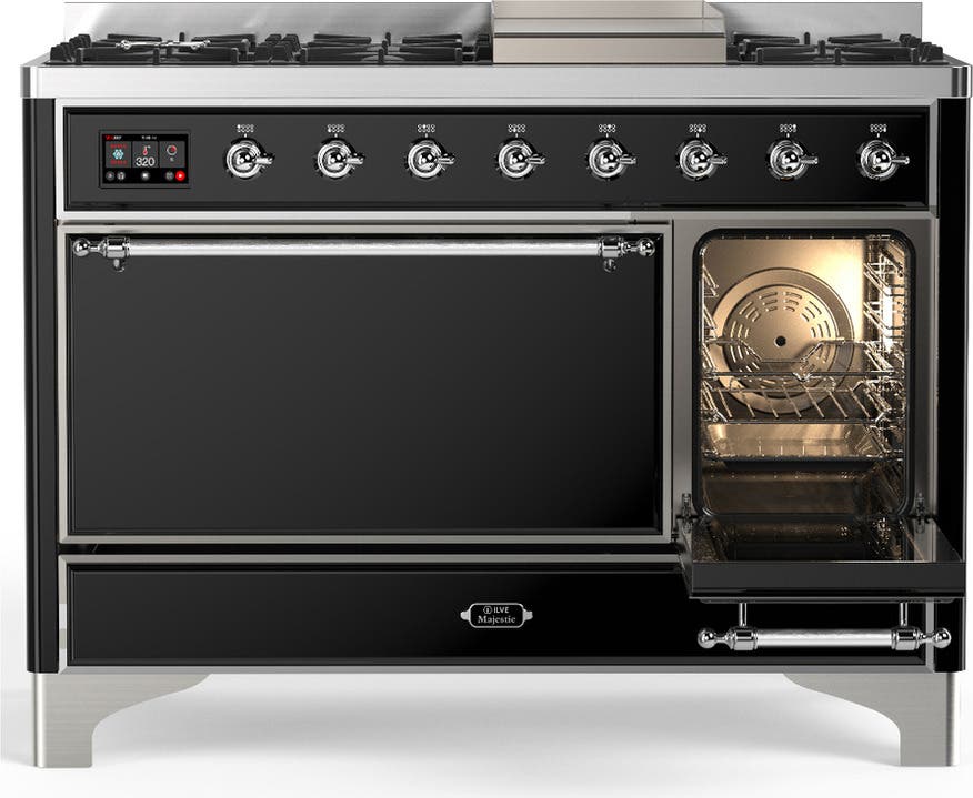 Ilve UM48FQNR3BKCLP Glossy Black With Chrome Trim, Liquid Propane