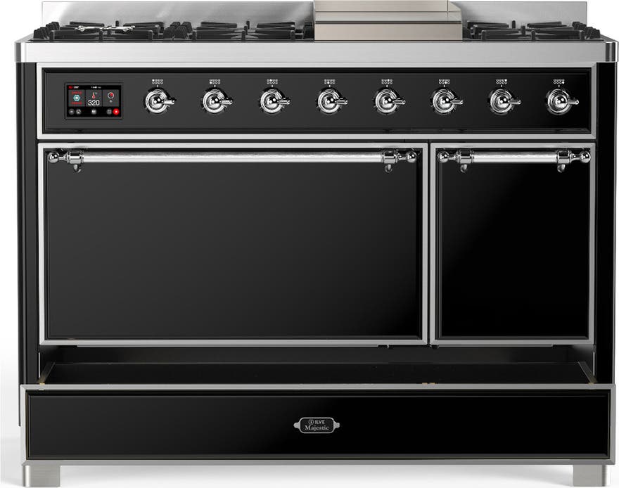 Ilve UM48FQNR3BKCLP Glossy Black With Chrome Trim, Liquid Propane