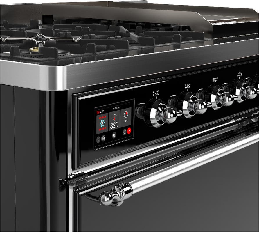 Ilve UM48FQNR3BKCLP Glossy Black With Chrome Trim, Liquid Propane