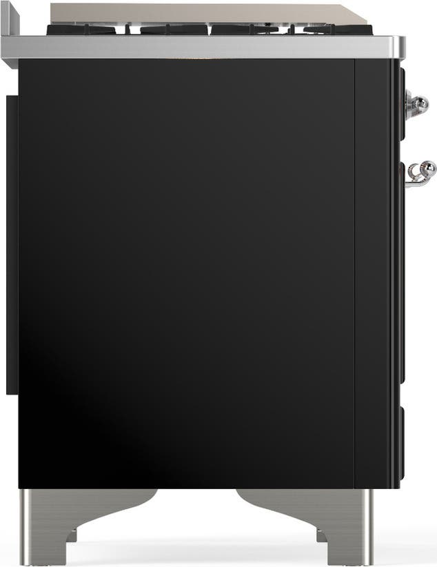 Ilve UM48FQNR3BKCLP Glossy Black With Chrome Trim, Liquid Propane