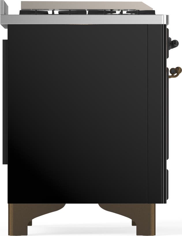 Ilve UM48FQNR3BKBLP Glossy Black With Burnished Trim, Liquid Propane