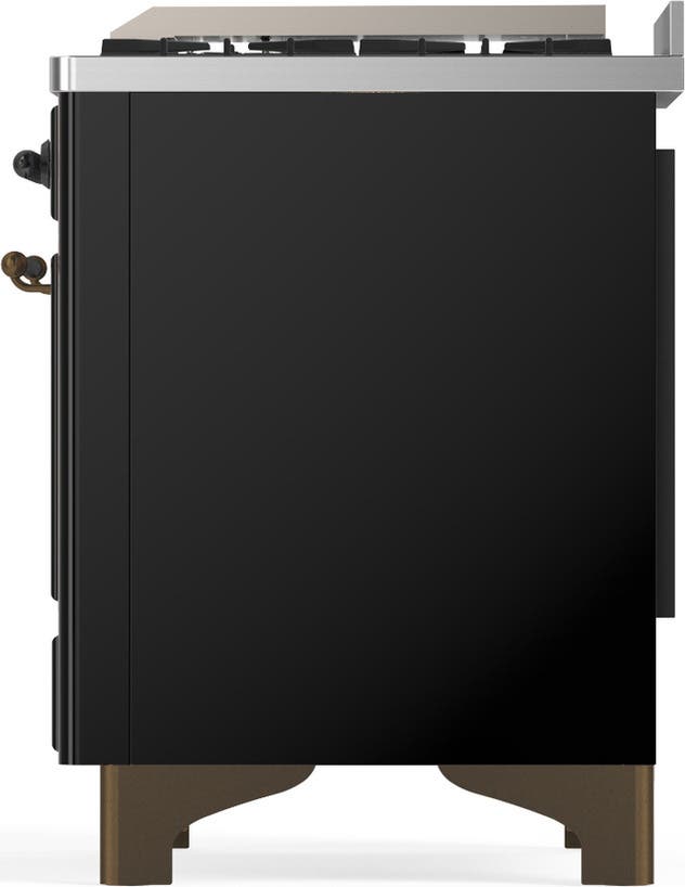 Ilve UM48FQNR3BKBLP Glossy Black With Burnished Trim, Liquid Propane