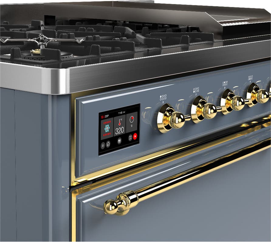 Ilve UM48FQNR3BGG Blue Grey With Brass Trim, Natural Gas