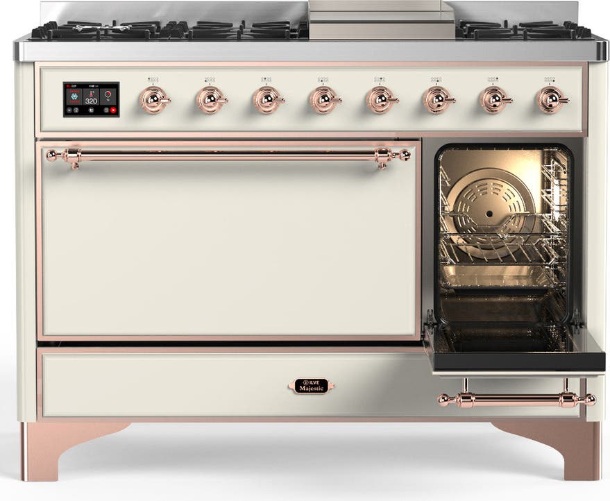 Ilve UM48FQNR3AWPLP Antique White With Copper Trim, Liquid Propane