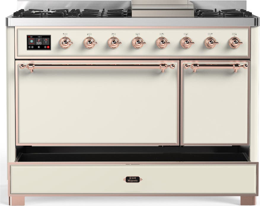 Ilve UM48FQNR3AWPLP Antique White With Copper Trim, Liquid Propane